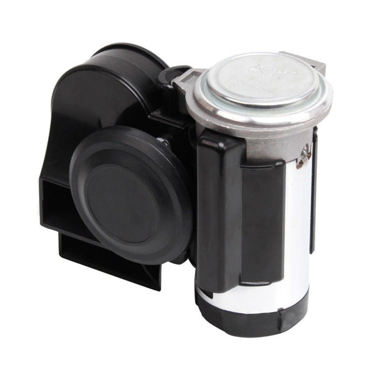 1x Nautilus Compact Motorcycle Air Horn Black 139dB 12V Loud - Frazy's Auto Parts