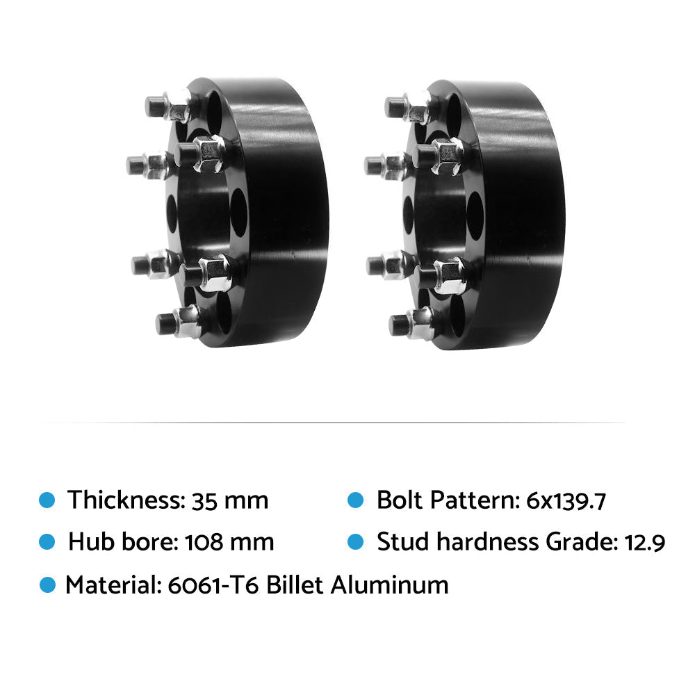 (2) 35mm 6x139.7 (5.5") M12x1.5 Wheel Spacers Suitable For Toyota Hilux Pajero Triton Ranger 2000 - 2023 - Frazy's Auto Parts