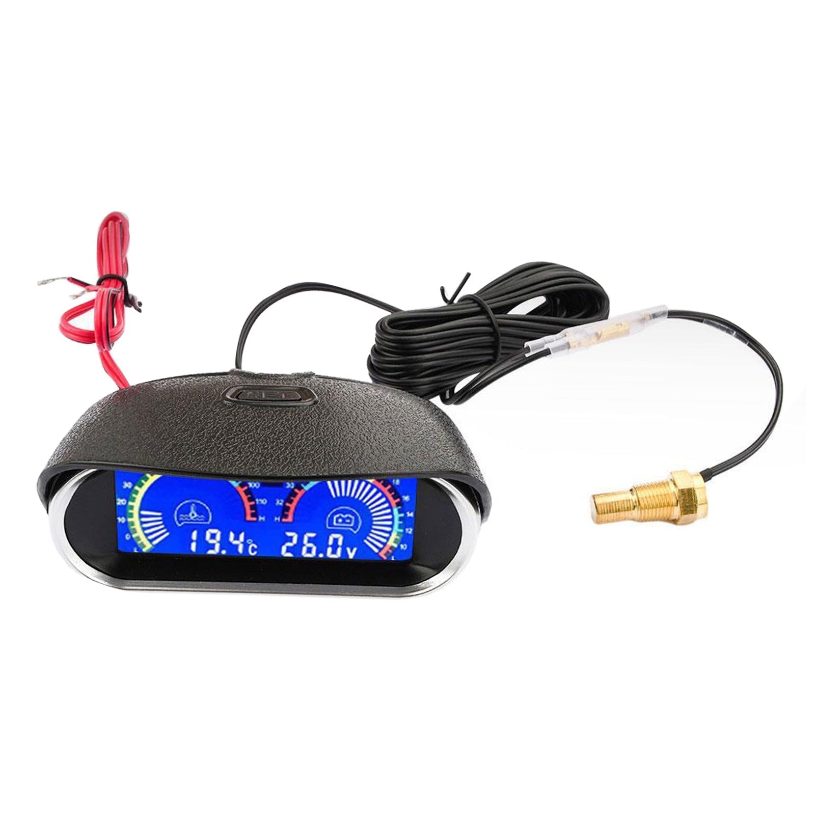 2 - in - 1 Car LCD Digital Display Gauge Suitable For Water Temperature & Voltage Measurement Horizontal - Frazy's Auto Parts