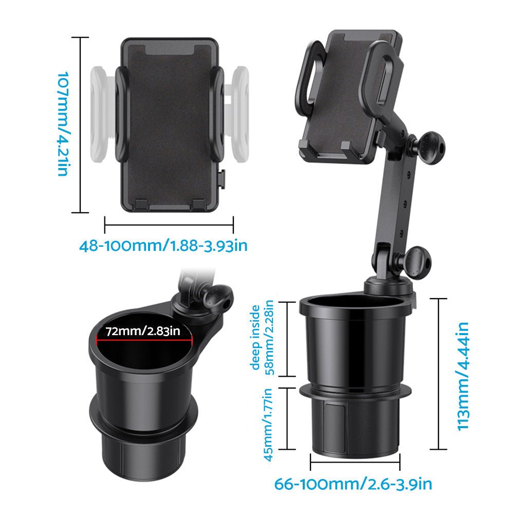 2 - in - 1 Universal Car Cup Holder Phone & GPS Mount Suitable For Adjustable 360° Angle - Frazy's Auto Parts