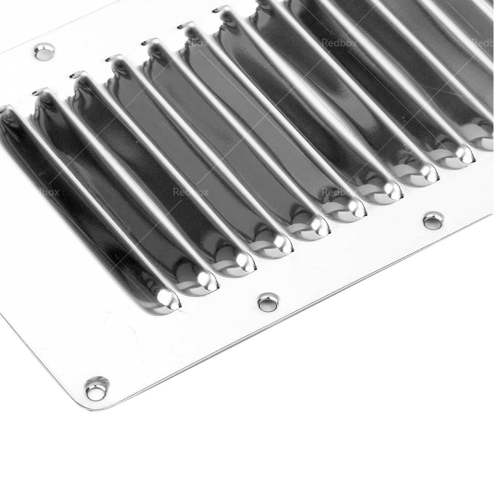 2 x Stainless Steel Rectangular 14 Louvre Air Vent, Caravan, Boat, Wall Eave - Frazy's Auto Parts
