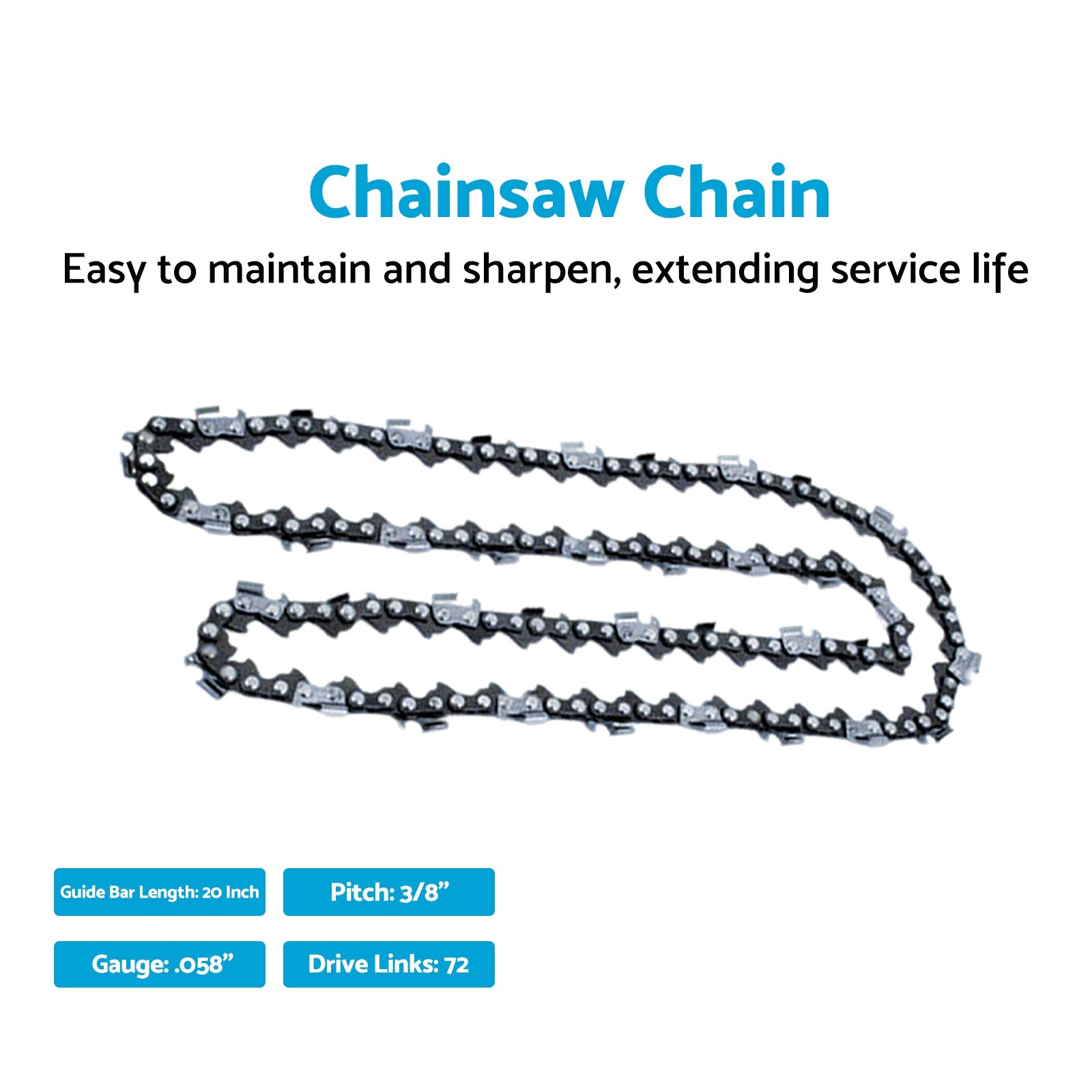 20''Chainsaw Chain 3/8 .058 72DL Suitable For Solo 603 662 665 667 667SP 670 - Frazy's Auto Parts