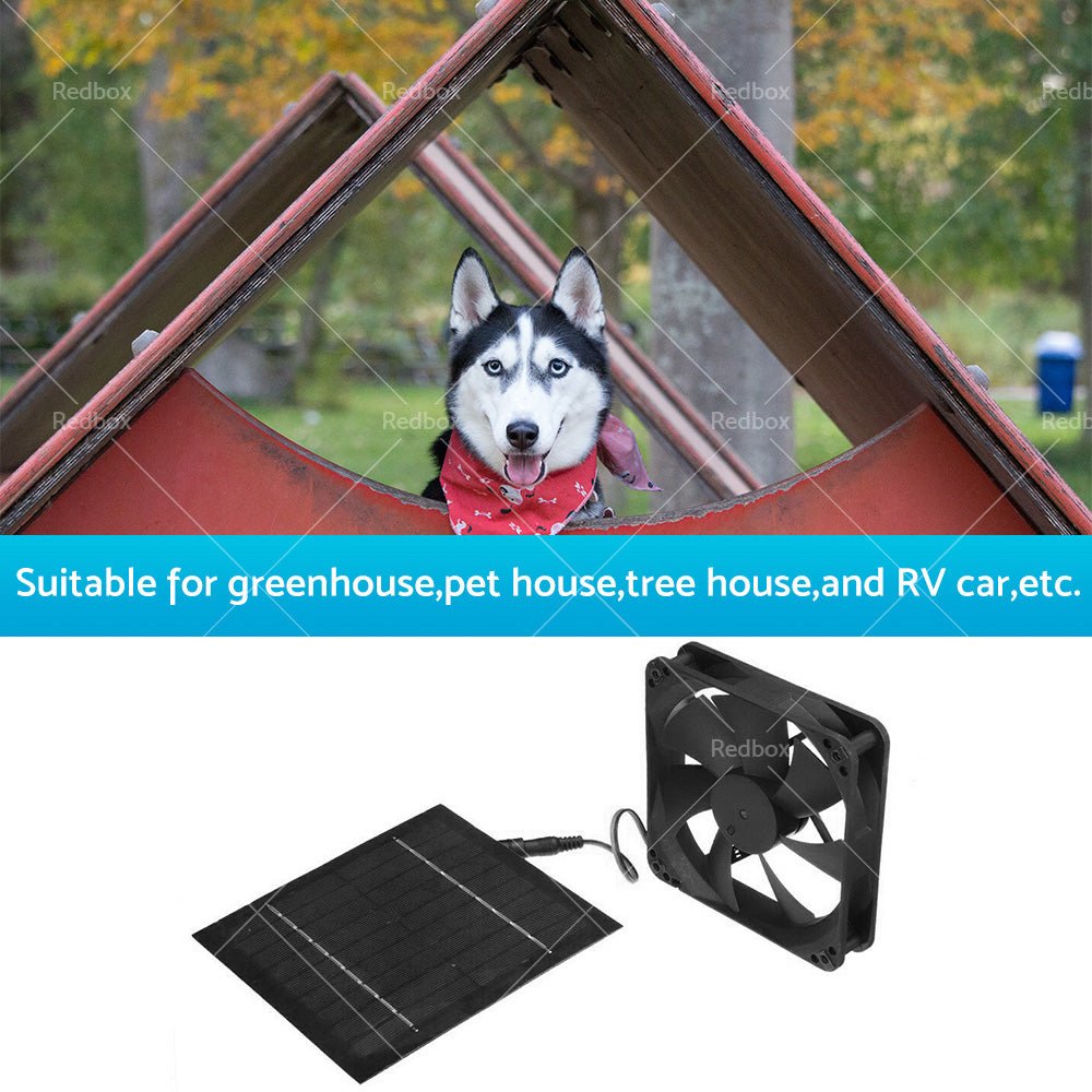 20W Solar Panel Powered Fan Mini Ventilator For Greenhouse Pet or Dog Chicken House - Frazy's Auto Parts