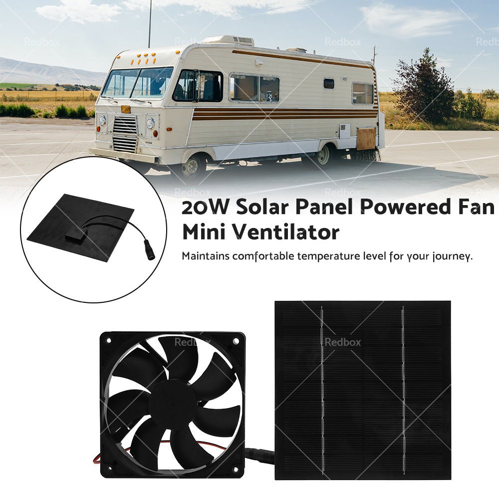 20W Solar Panel Powered Fan Mini Ventilator For Greenhouse Pet or Dog Chicken House - Frazy's Auto Parts