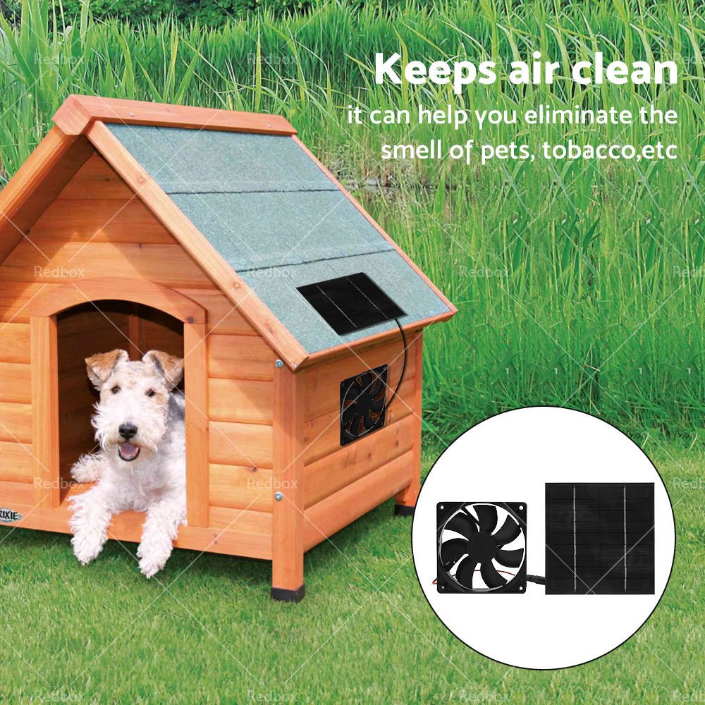 20W Solar Panel Powered Fan Mini Ventilator For Greenhouse Pet or Dog Chicken House - Frazy's Auto Parts