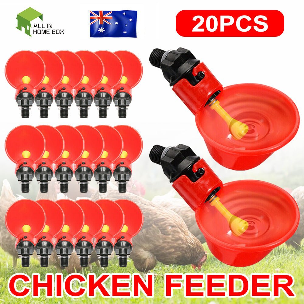 20x Poultry Chicken Automatic Drinker Cup Waterer Chook Bird Water Feeder Set - Frazy's Auto Parts