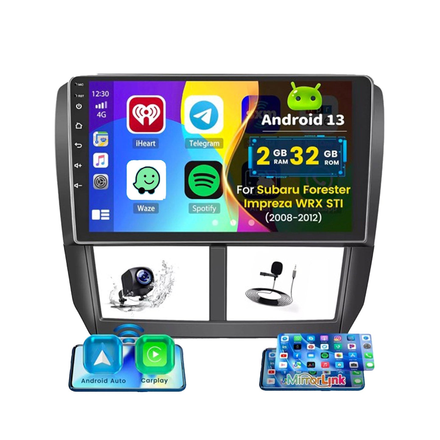 9'' In-Dash Unit Android 13 Car Stereo Suitable For Forester 08-12 Impreza 07-13-4