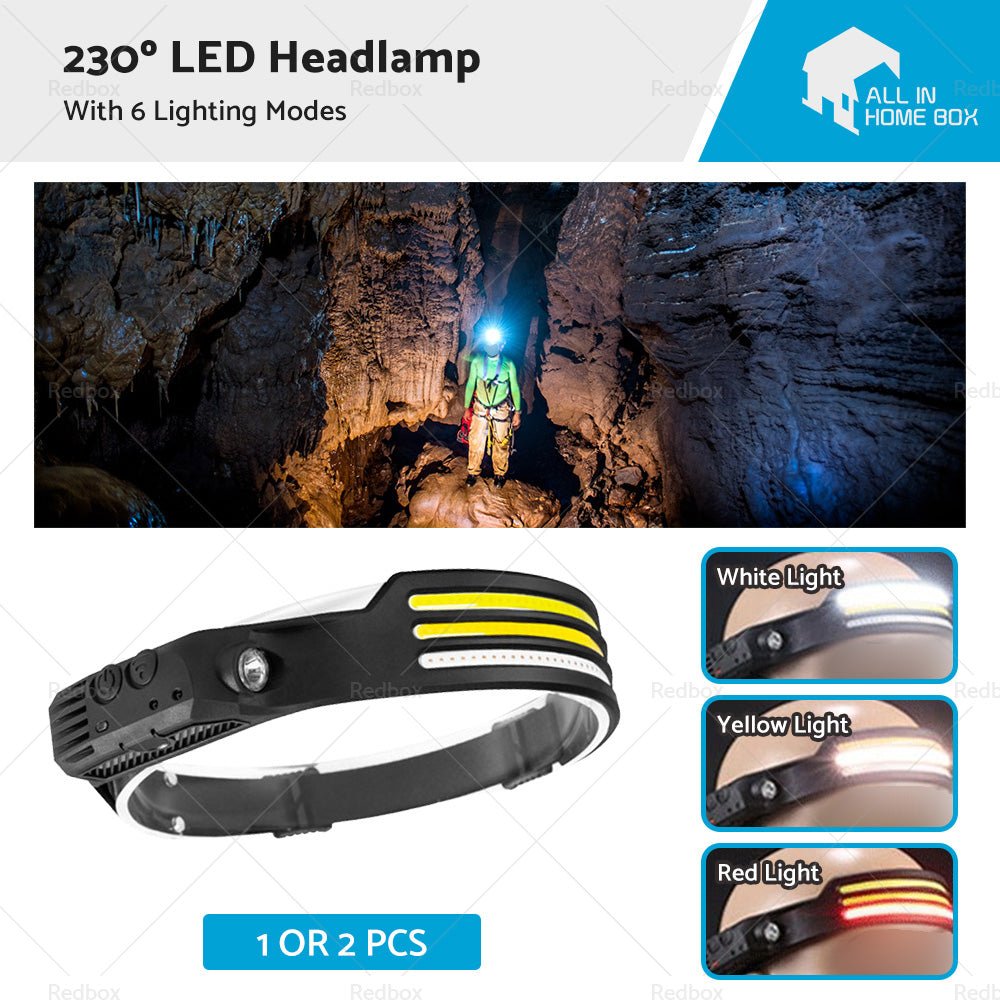 230 Angle LED Headlamp Head Torch Headlight Rechargeable Super Bright - Frazy's Auto Parts