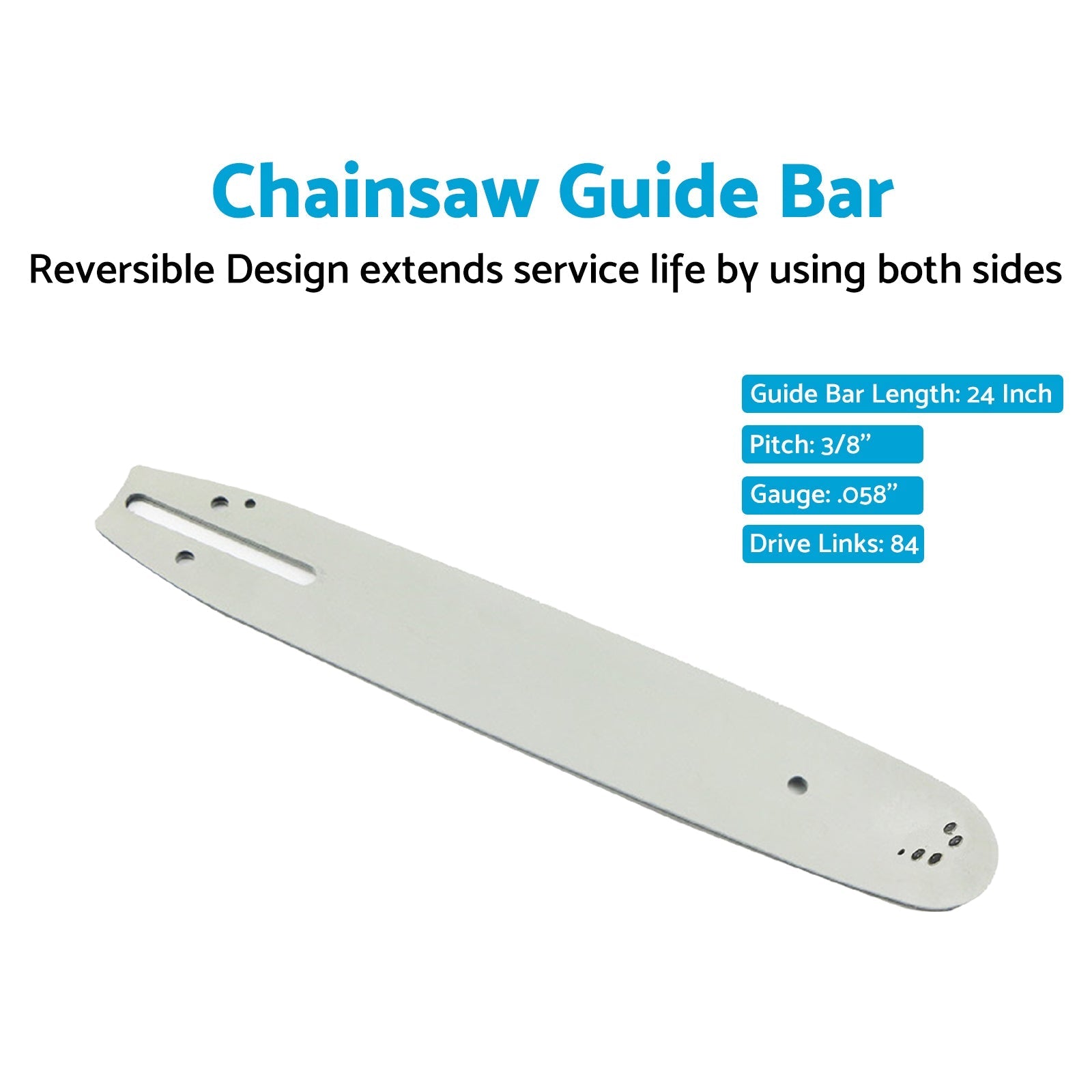 24'' 3/8 058 84DL Chainsaw Guide Bar Suitable For Husqvarna 61 160 162 180 181 - Frazy's Auto Parts