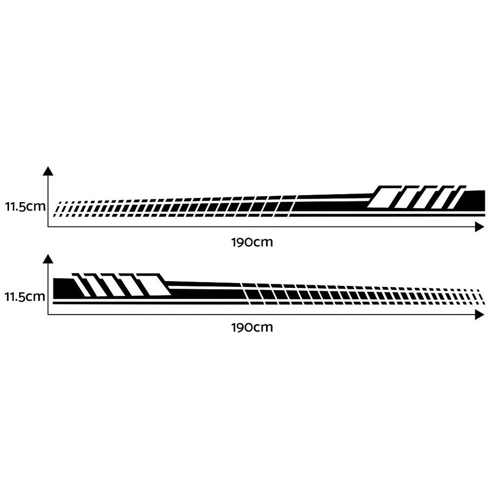 2x Car Body Stickers Long Stripe Side Skirt Decoration Decals Set-3