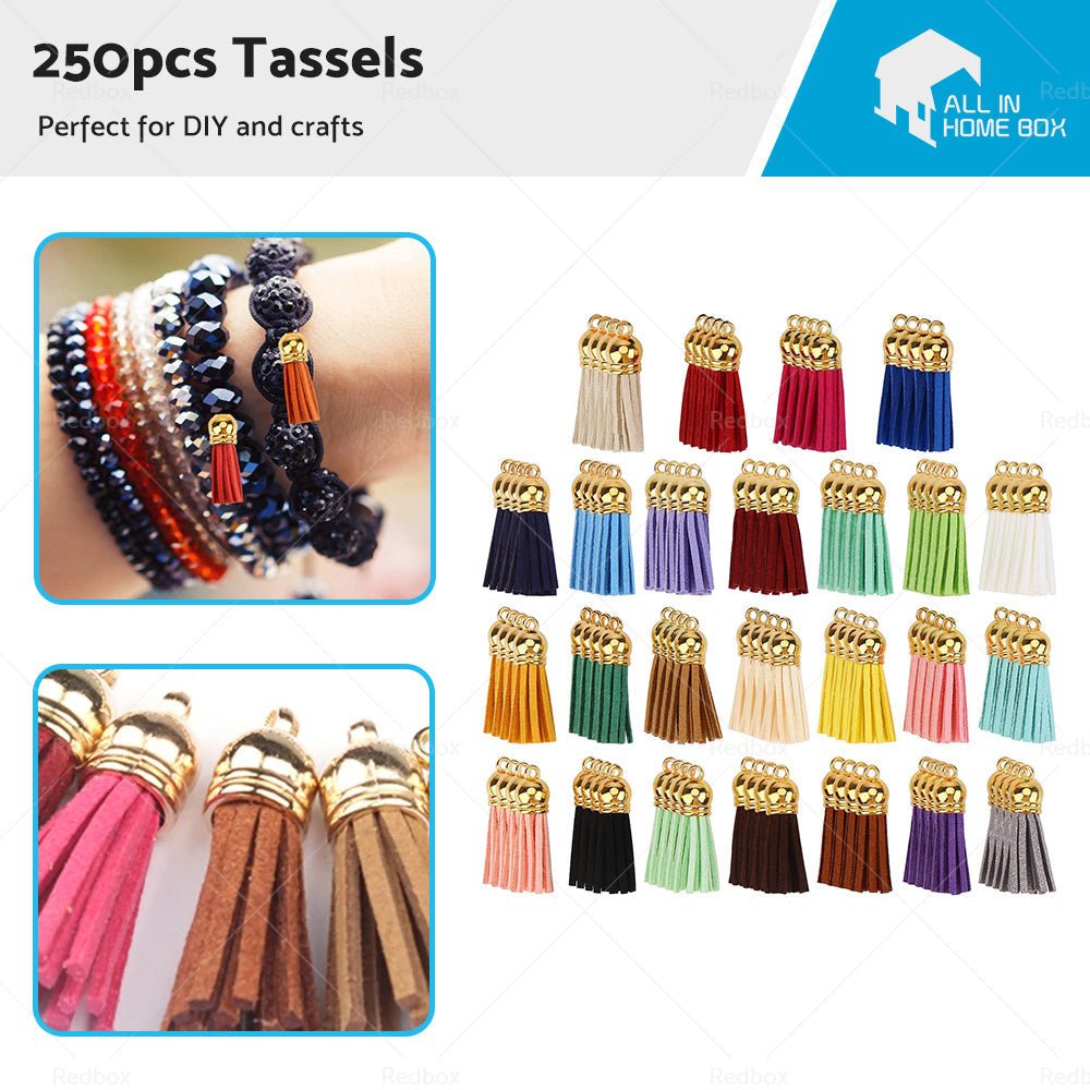 250PCS Keychain Ring Tassels Bulk Colored Leather Tassel Pendants Jewelry DIY - Frazy's Auto Parts