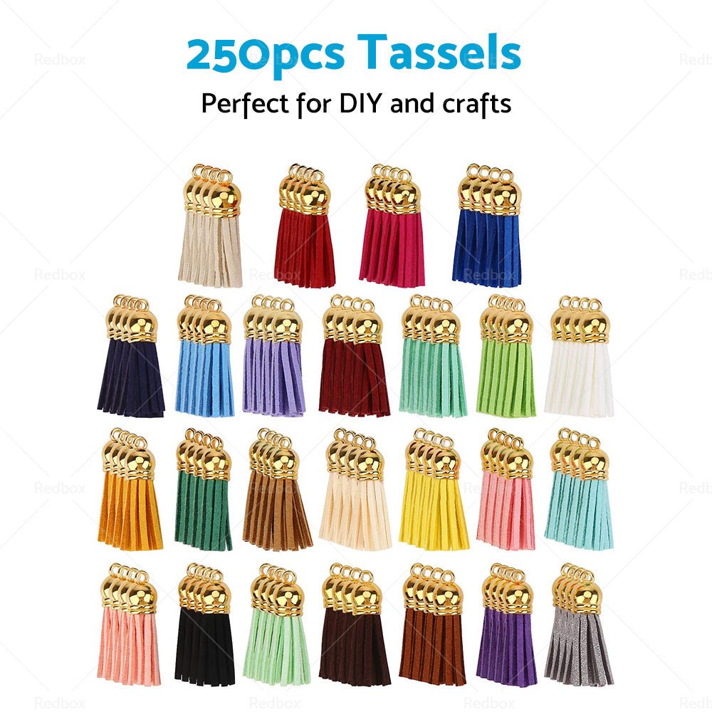 250PCS Keychain Ring Tassels Bulk Colored Leather Tassel Pendants Jewelry DIY - Frazy's Auto Parts
