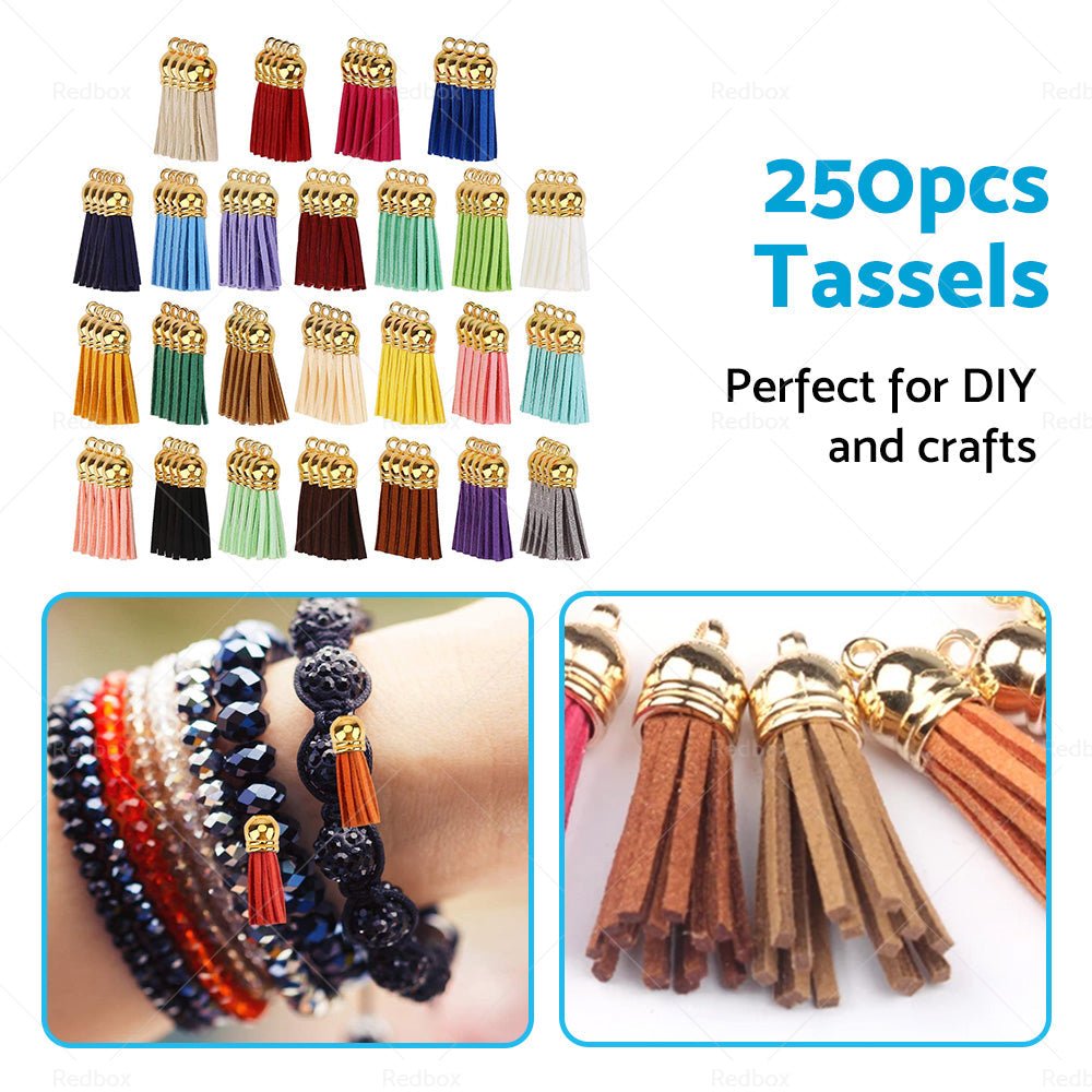 250PCS Keychain Ring Tassels Bulk Colored Leather Tassel Pendants Jewelry DIY - Frazy's Auto Parts