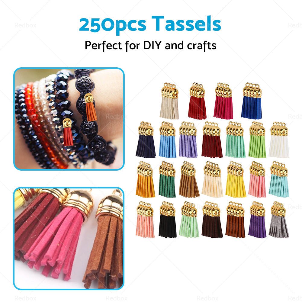 250PCS Keychain Ring Tassels Bulk Colored Leather Tassel Pendants Jewelry DIY - Frazy's Auto Parts