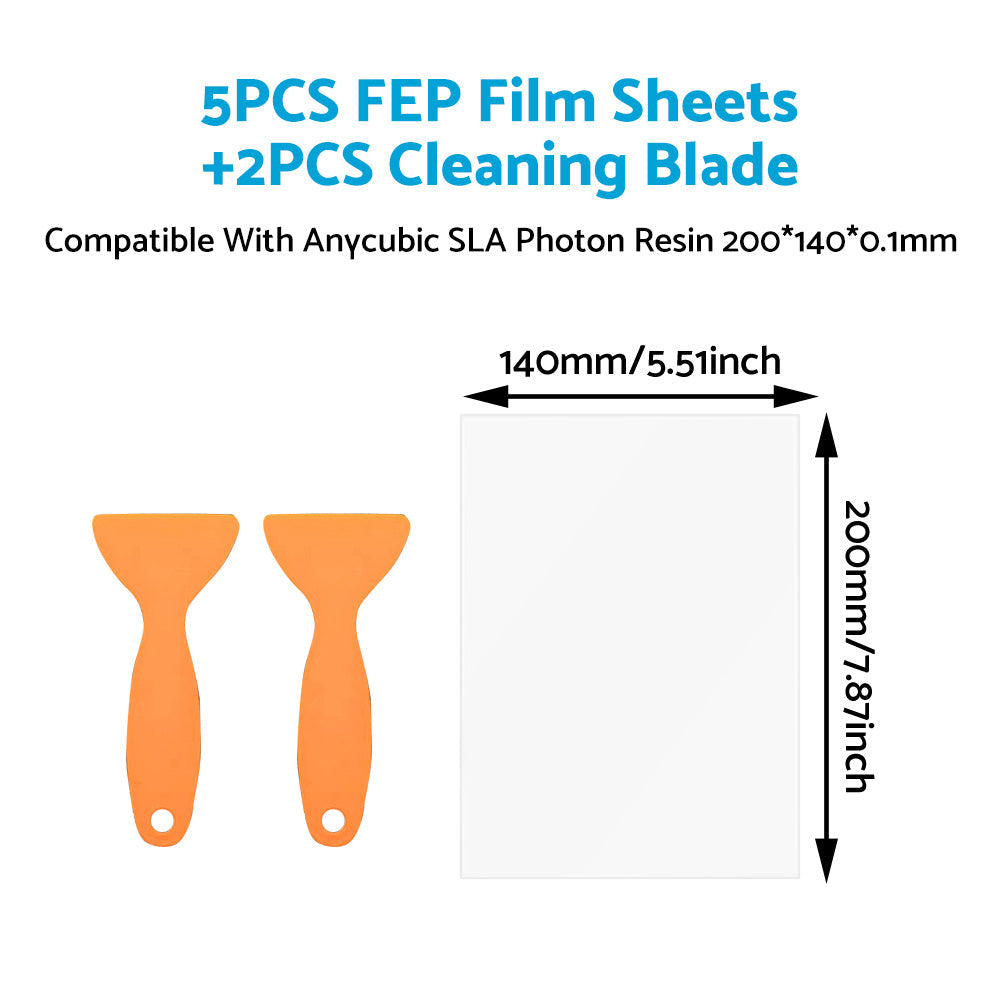 5x FEP Film Sheets With 2x Cleaning Blades Suitable For Anycubic Resin 3D Printer-1