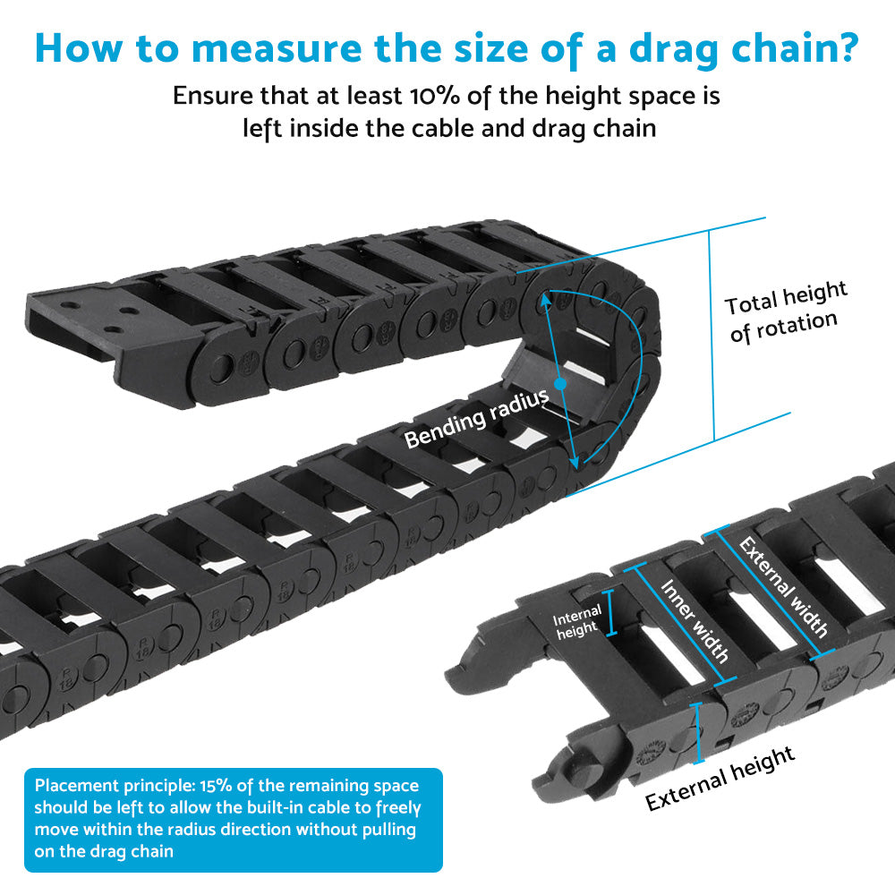 10mmX20mm 1Meter Drag Chain Cable Carrier Open Type with End Connectors Plastic-2