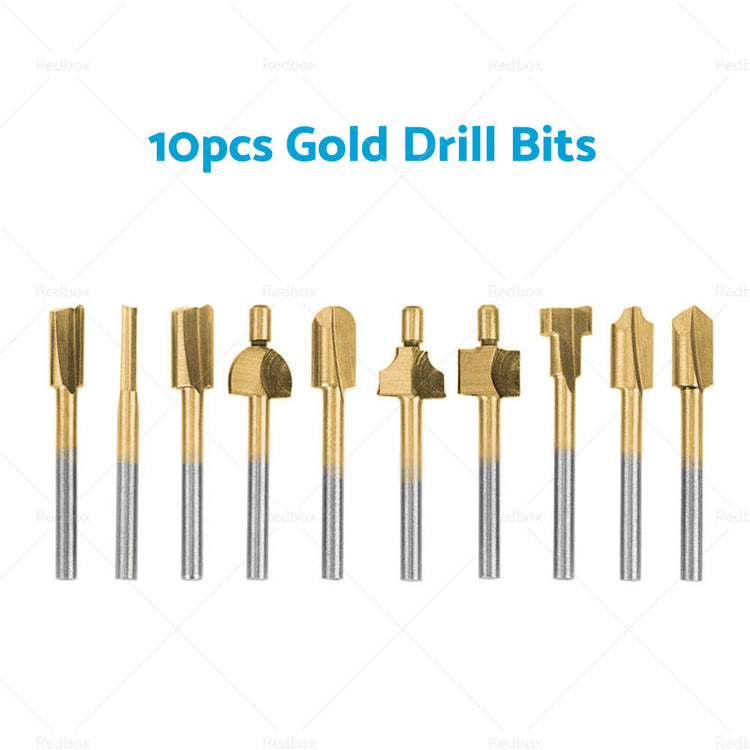 Set of 10 3mm Titanium Mini Hss Router Bit Trimmer Shank Electric Trimmer Tool-6