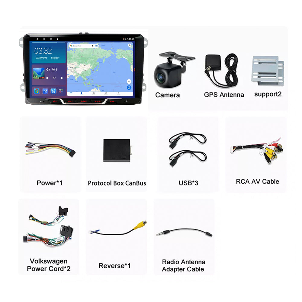 9 inch CarPlay Android 13 Head Unit Suitable for Volkswagen Polo 2010–2014-3