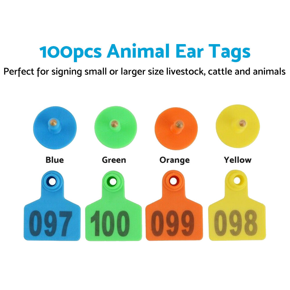 Small Plastic Livestock Ear Tags 5x4cm Numbered 100x Suitable For Sheep Cows Pigs Cattle-2