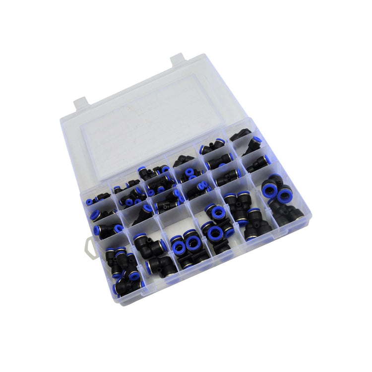 60x Pneumatic Push-In Air Line Hose Joiner Grab Kit Assortment Connect Fittings-1