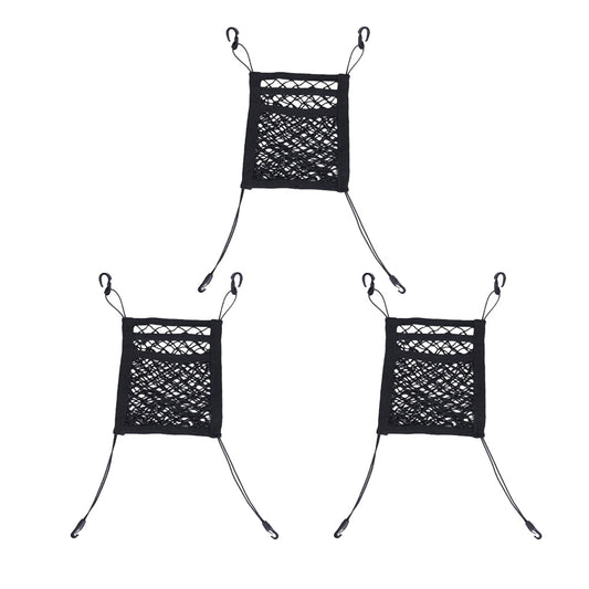 3x Car & Truck Seat Mesh Storage Net Bag Organizer Suitable For Multi-Pocket Use-0