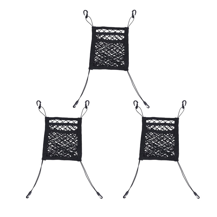 3x Car & Truck Seat Mesh Storage Net Bag Organizer Suitable For Multi-Pocket Use-0