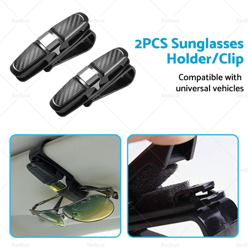 2pcs Car Glasses Holder Clip Case Sunglasses Eyeglasses Ticket Card Clip Holder - Frazy's Auto Parts