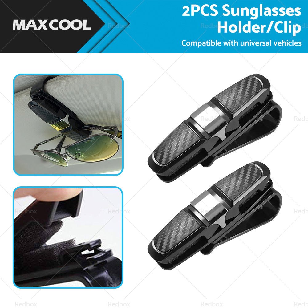 2pcs Car Glasses Holder Clip Case Sunglasses Eyeglasses Ticket Card Clip Holder - Frazy's Auto Parts