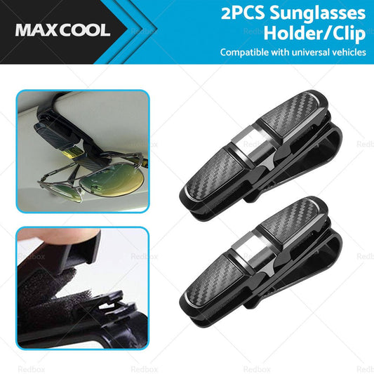 2pcs Car Glasses Holder Clip Case Sunglasses Eyeglasses Ticket Card Clip Holder - Frazy's Auto Parts