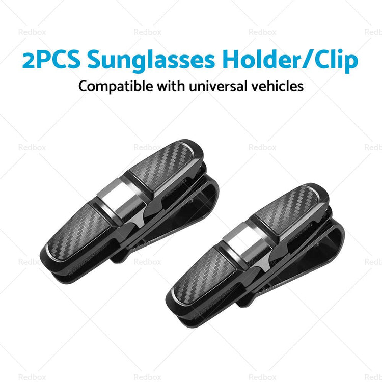 2pcs Car Glasses Holder Clip Case Sunglasses Eyeglasses Ticket Card Clip Holder - Frazy's Auto Parts