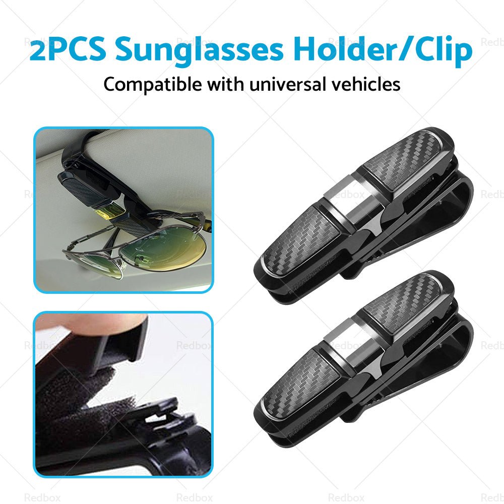 2pcs Car Glasses Holder Clip Case Sunglasses Eyeglasses Ticket Card Clip Holder - Frazy's Auto Parts