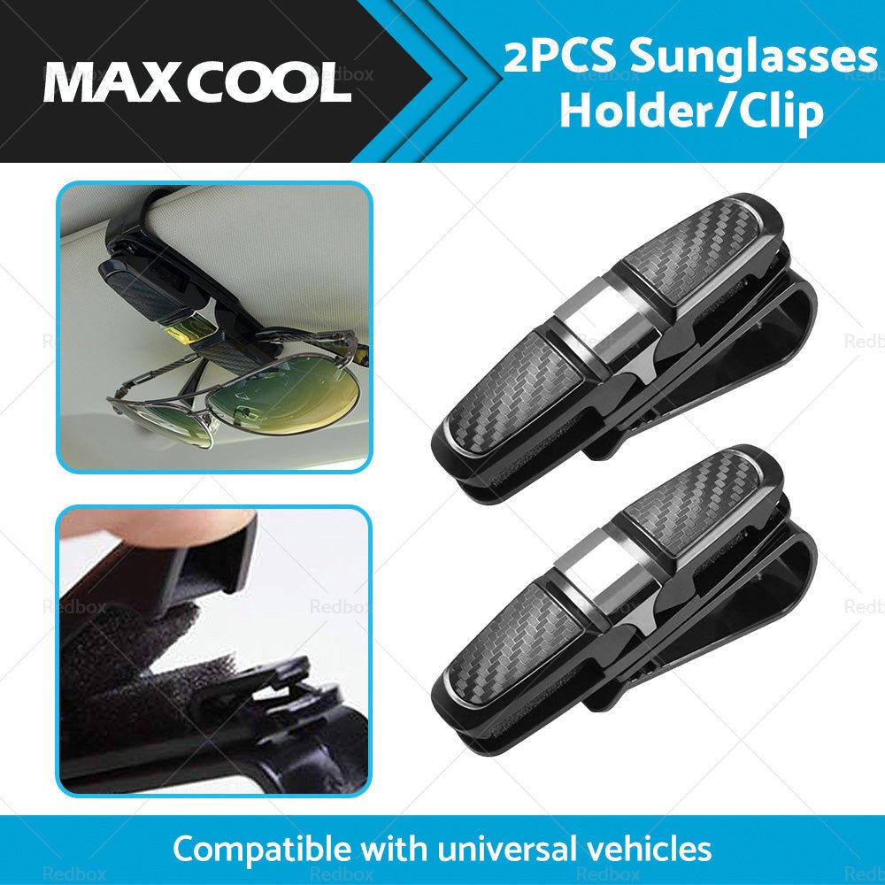 2pcs Car Glasses Holder Clip Case Sunglasses Eyeglasses Ticket Card Clip Holder - Frazy's Auto Parts