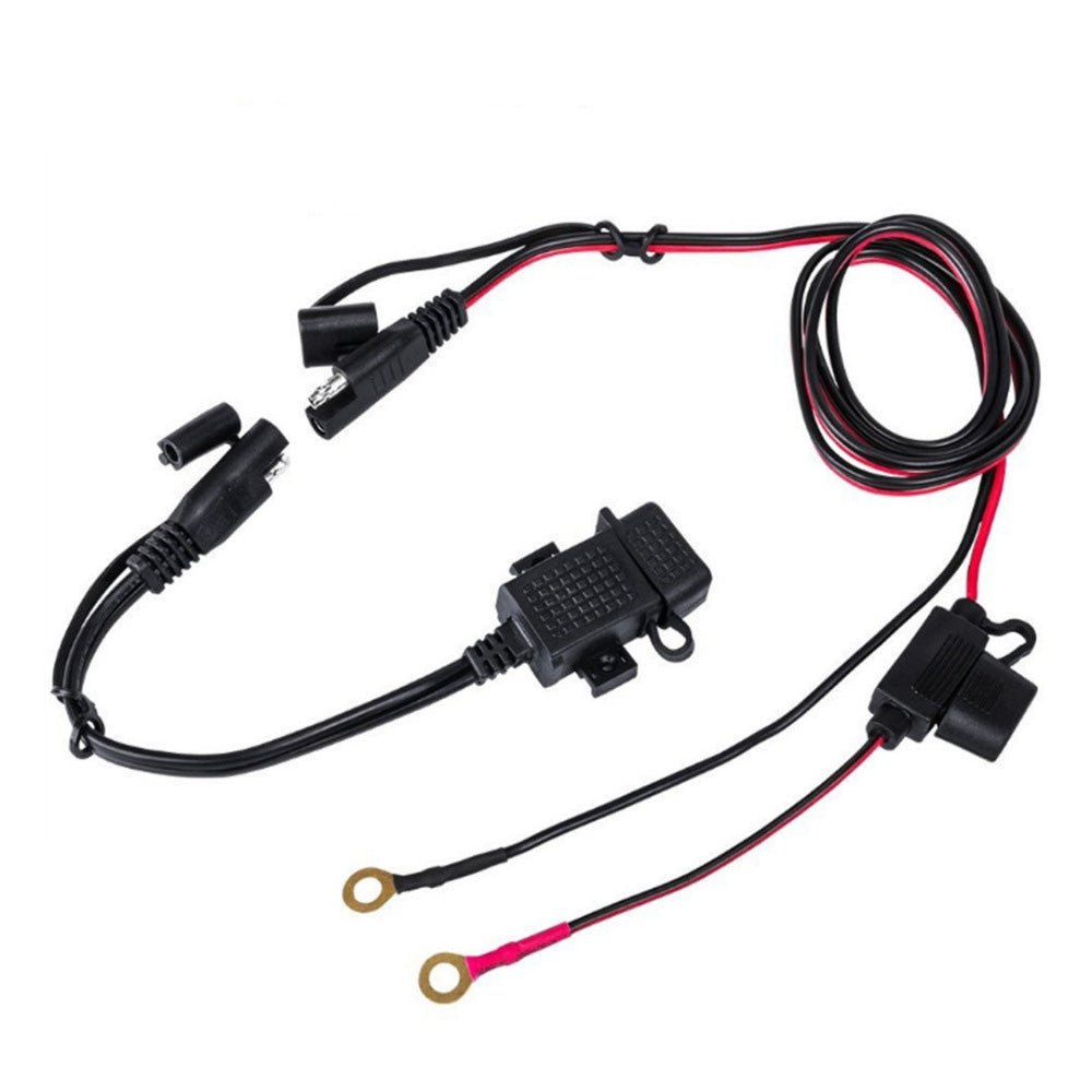 2PCS Waterproof Motorcycle Bike SAE to USB Charger Cable Adapter for GPS Phone - Frazy's Auto Parts