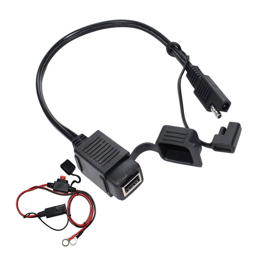 2PCS Waterproof Motorcycle Bike SAE to USB Charger Cable Adapter for GPS Phone - Frazy's Auto Parts