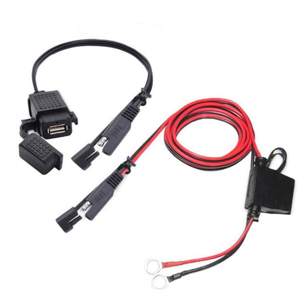 2PCS Waterproof Motorcycle Bike SAE to USB Charger Cable Adapter for GPS Phone - Frazy's Auto Parts