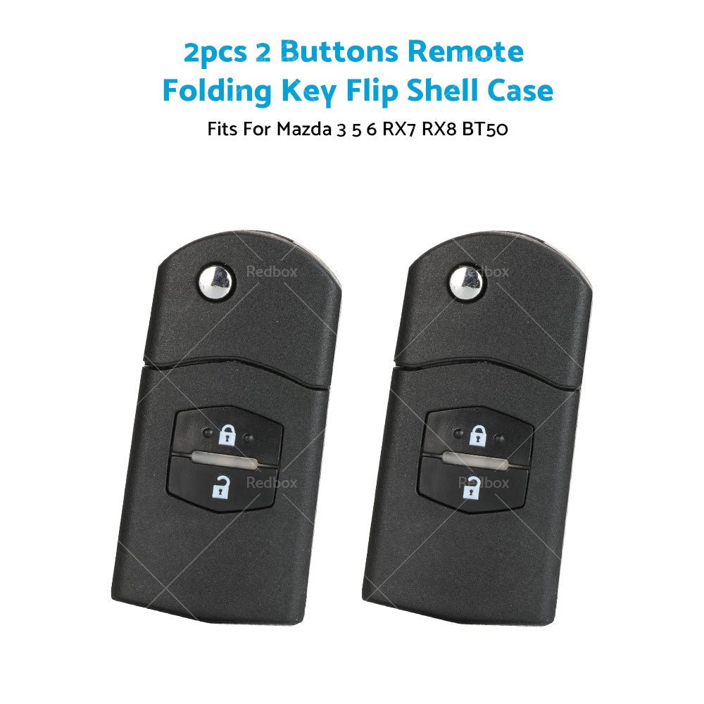 2Pcs x2 Button Remote Flip Key Car Shell Case Cover For Mazda 3 5 6 RX7 RX8 BT50 - Frazy's Auto Parts