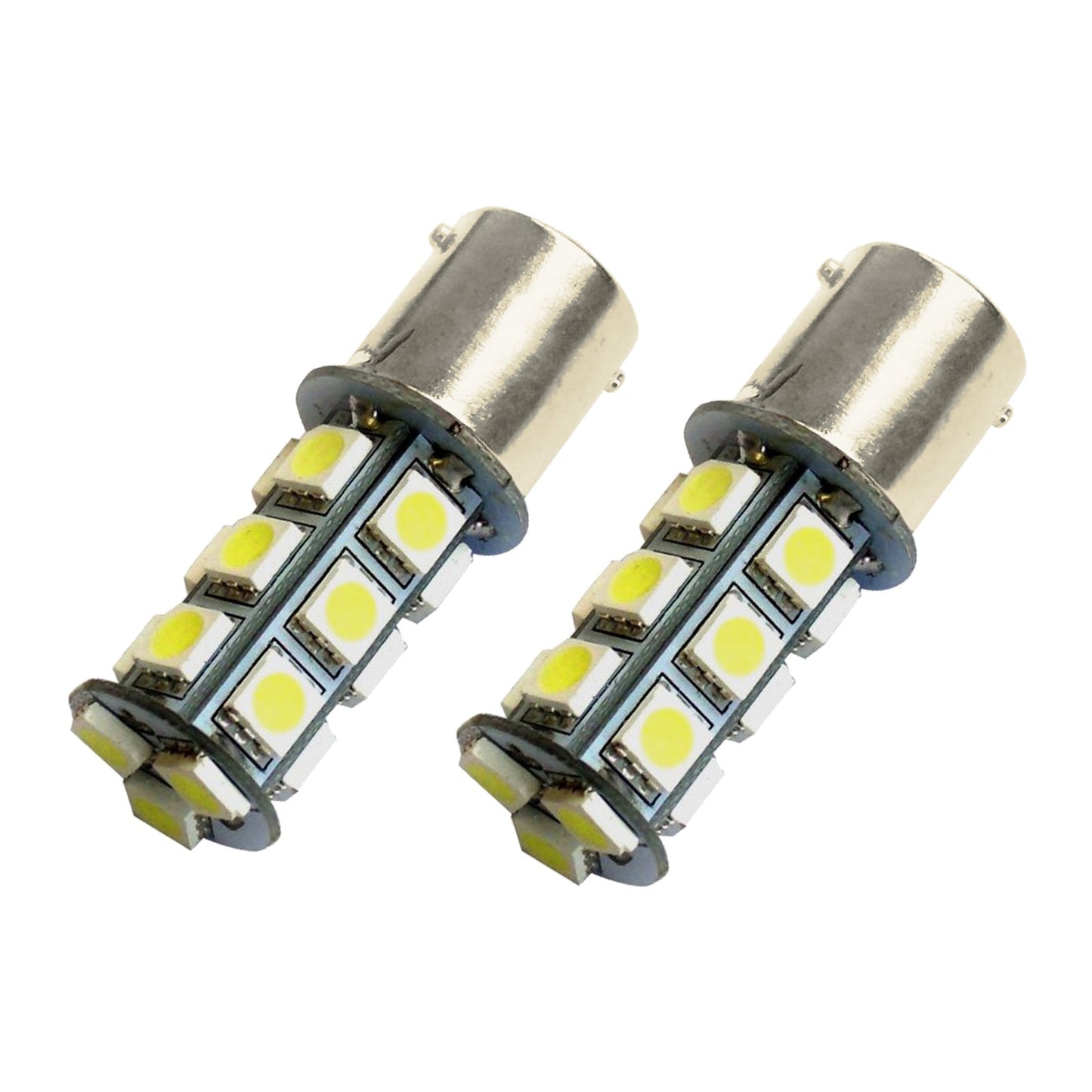 2x 12V BA15D LED 18 SMD Cool White Light Globes Suitable For Caravan Car - Frazy's Auto Parts