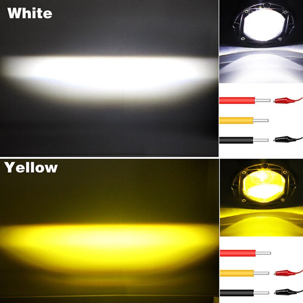 2x 3inch Flush Mount LED Work Light Bar Reverse Fog Lamp 4WD White Yellow 8D Len - Frazy's Auto Parts