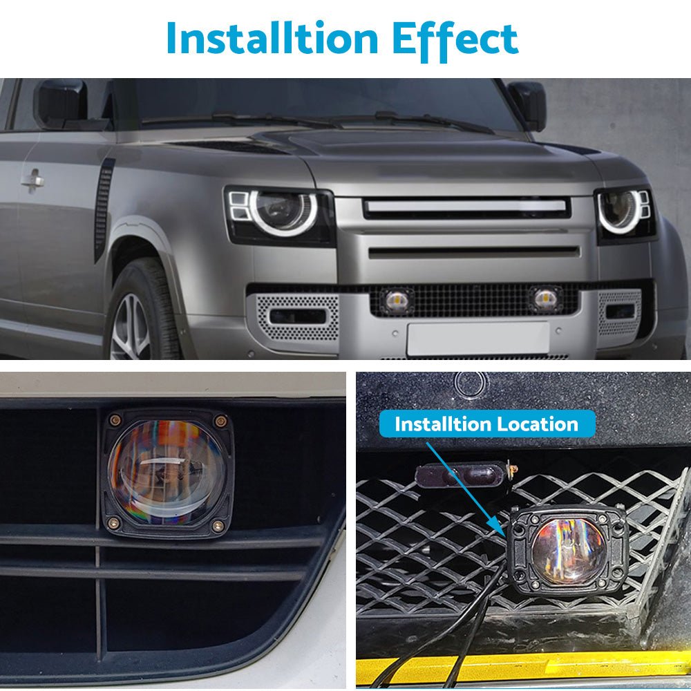 2x 3inch Flush Mount LED Work Light Bar Reverse Fog Lamp 4WD White Yellow 8D Len - Frazy's Auto Parts