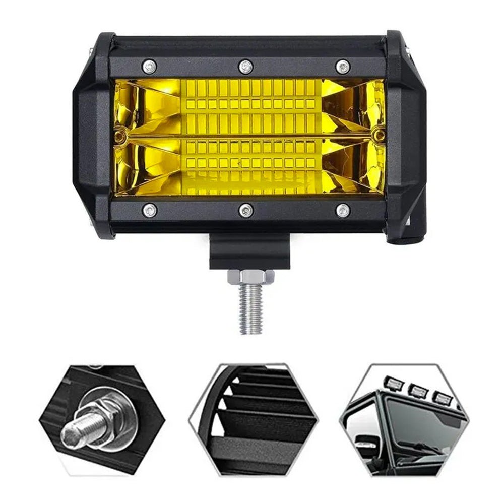 2x 5inch Flood LED Light Bar Offroad Work Driving Fog Lamp Yellow Cree Spread - Frazy's Auto Parts