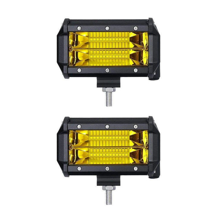 2x 5inch Flood LED Light Bar Offroad Work Driving Fog Lamp Yellow Cree Spread - Frazy's Auto Parts