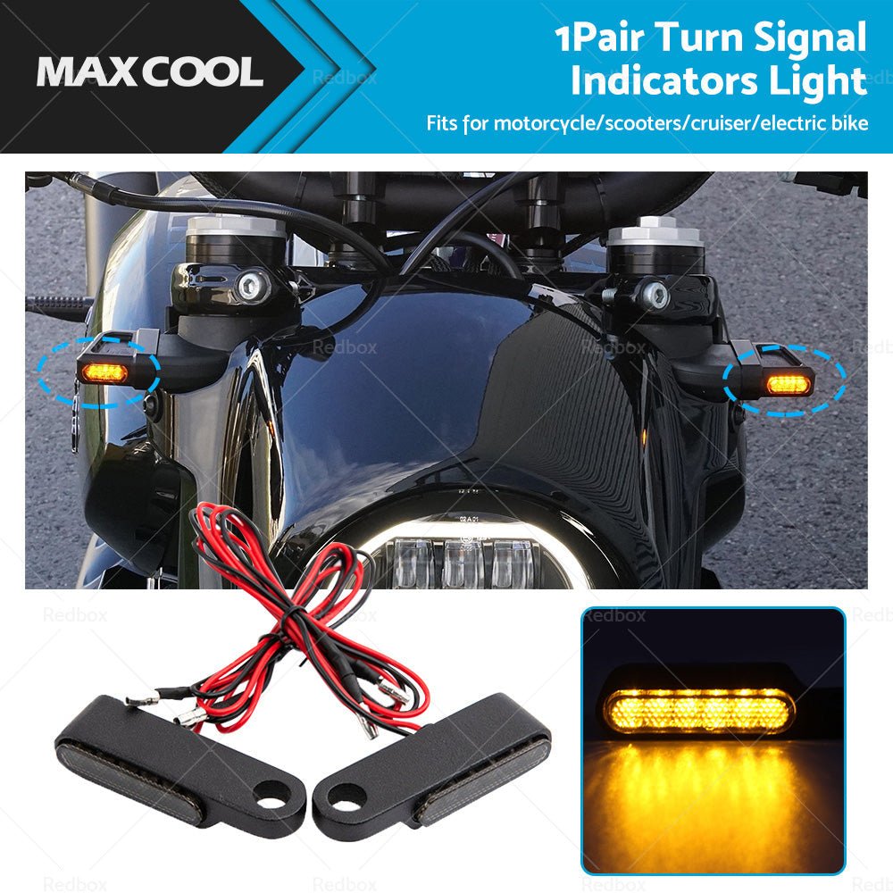 2X Black Motorcycle LED Mini Turn Signal Blinker Light Amber For Harley Davidson - Frazy's Auto Parts