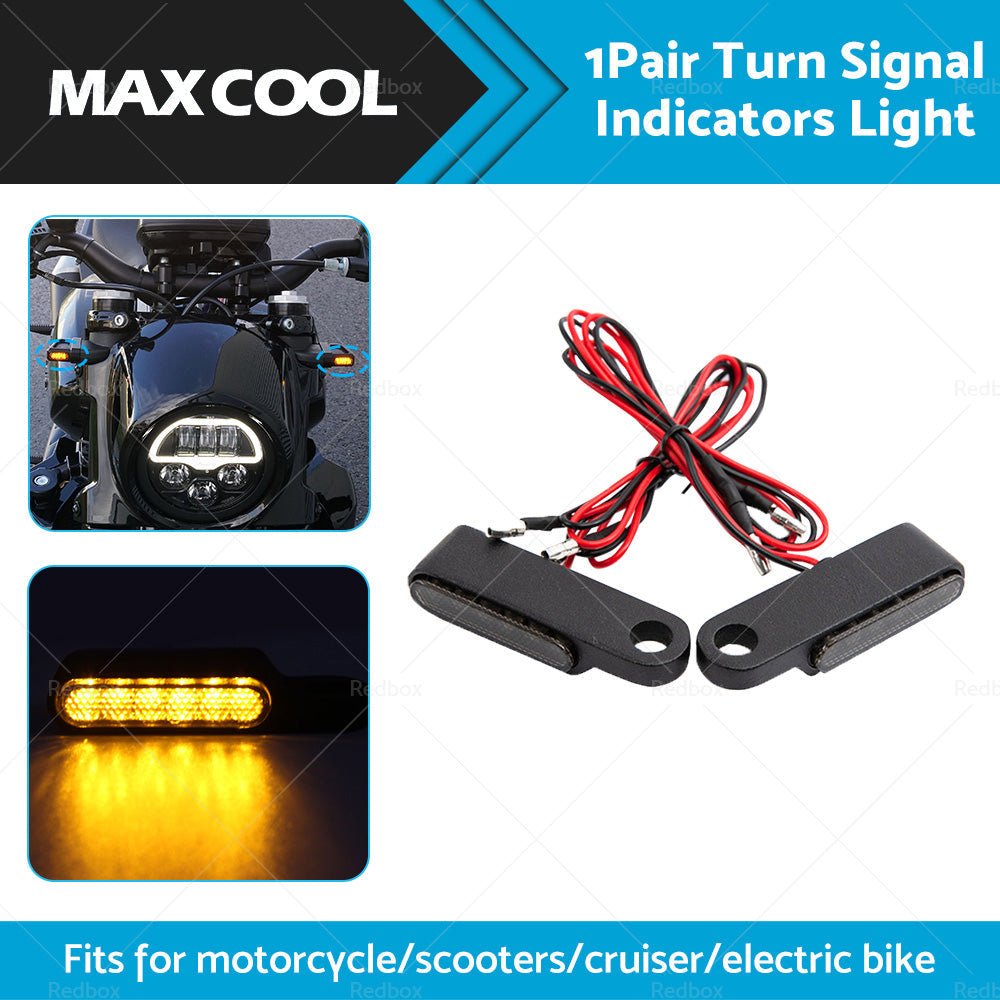 2X Black Motorcycle LED Mini Turn Signal Blinker Light Amber For Harley Davidson - Frazy's Auto Parts