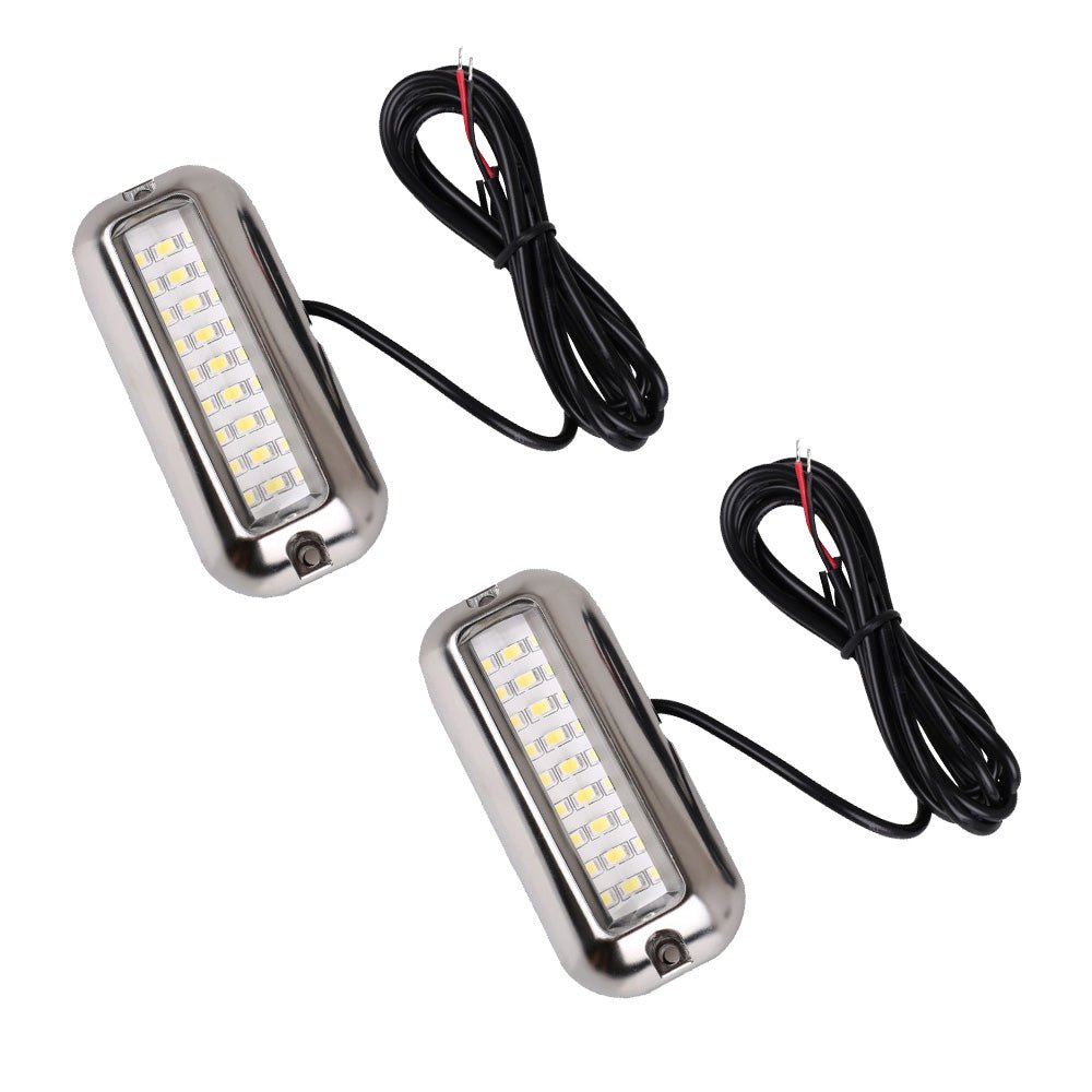 2x Blue 27LED Underwater Marine Transom Boat Light 316 Stainless Steel Pontoon - Frazy's Auto Parts