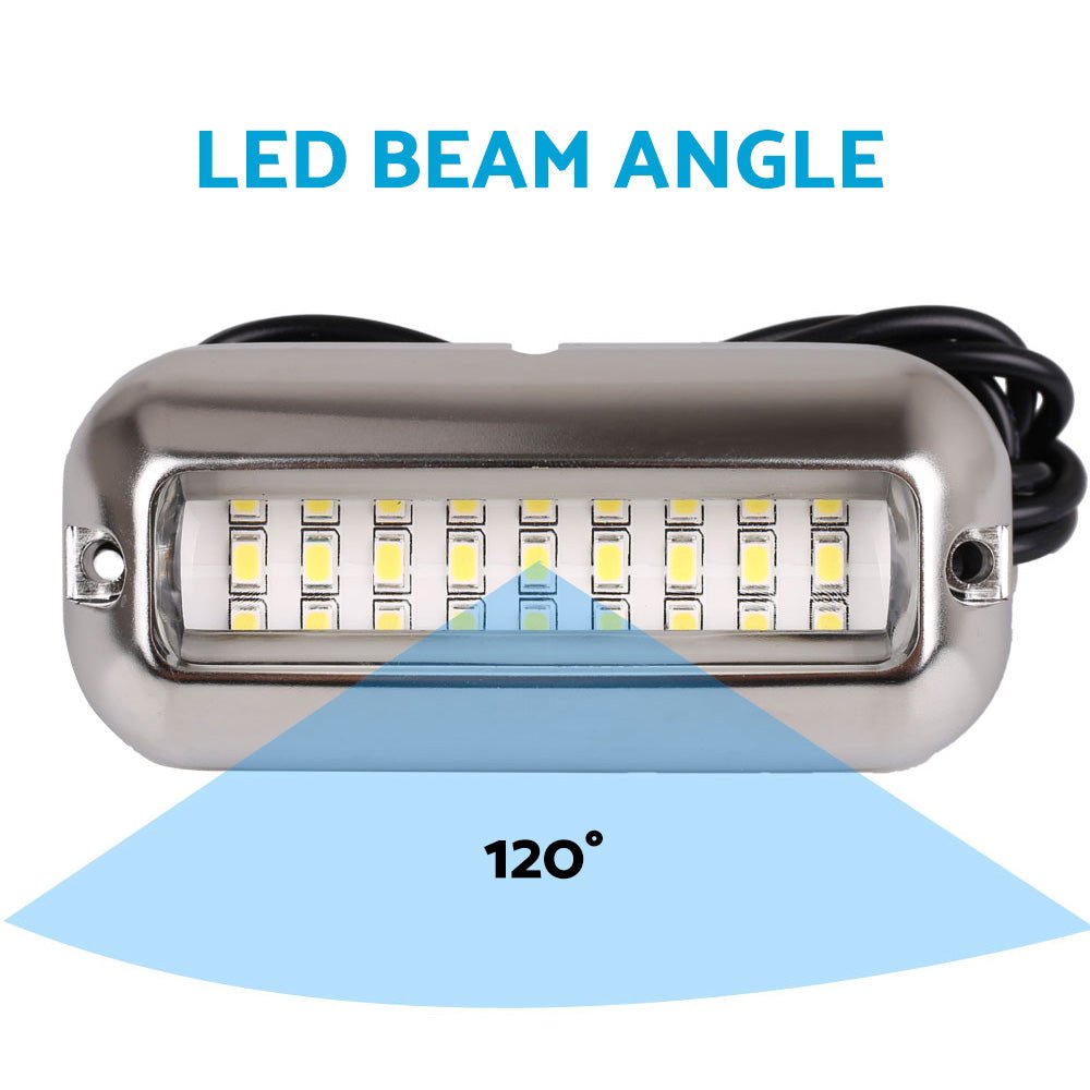 2x Blue 27LED Underwater Marine Transom Boat Light 316 Stainless Steel Pontoon - Frazy's Auto Parts