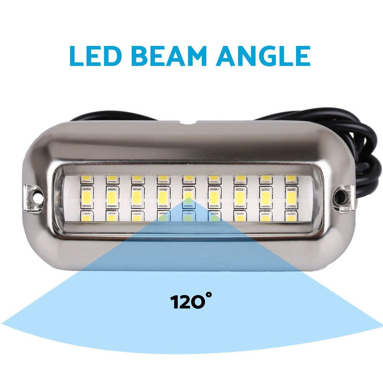 2x Blue 27LED Underwater Marine Transom Boat Light 316 Stainless Steel Pontoon - Frazy's Auto Parts