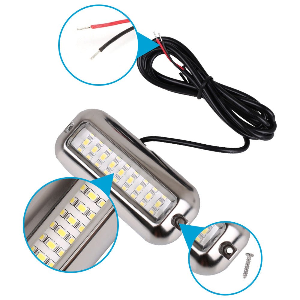 2x Blue 27LED Underwater Marine Transom Boat Light 316 Stainless Steel Pontoon - Frazy's Auto Parts