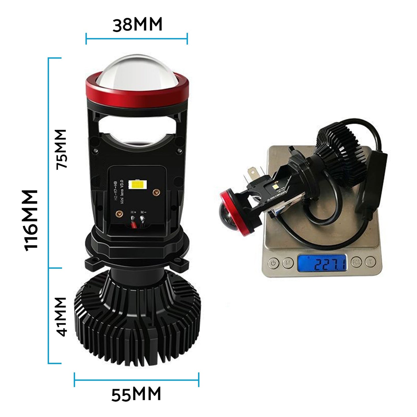 2x H4 Y7D Bi - LED Mini Lens Car Headlight Lamps 6000K Suitable For Universal Vehicles - Frazy's Auto Parts