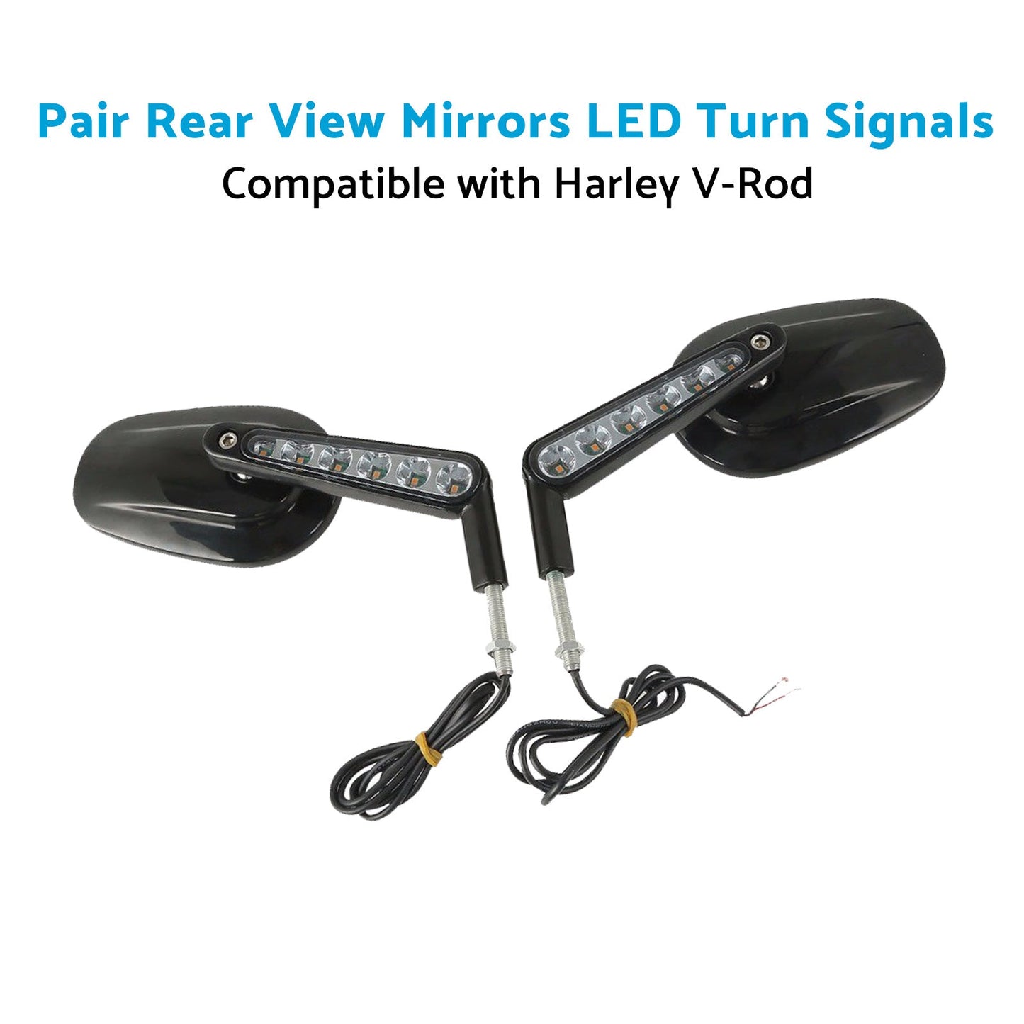2x Rear View Mirrors LED Turn Signals Muscle Suitablefor Harley Davidson V - Rod - Frazy's Auto Parts