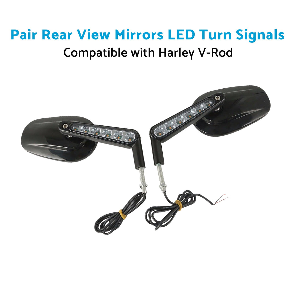 2x Rear View Mirrors LED Turn Signals Muscle Suitablefor Harley Davidson V - Rod - Frazy's Auto Parts